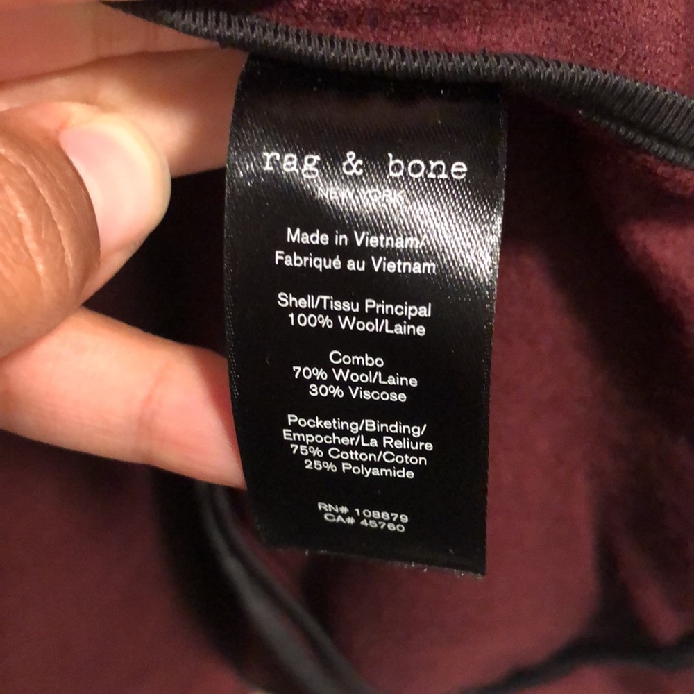 Rag & Bone Burgundy Wool Blazer Size 10 Tailored Double-Breasted Fall Essential - Picture 7 of 11